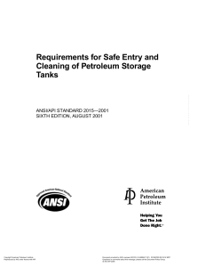 API STD 2015 Requirements for Safe Entry and Cleaning of Petroleum Storage Tanks