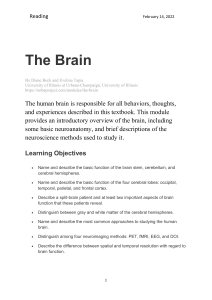 Reading 1. The Brain