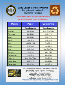 2023 Recycling Schedule
