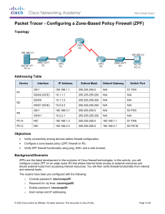 4.4.1.1 Packet Tracer - Configuring a Zone-Based Policy Firewall (ZPF)-1