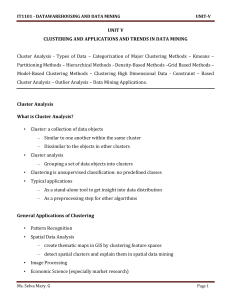 Clustering in Data Mining: Lecture Notes