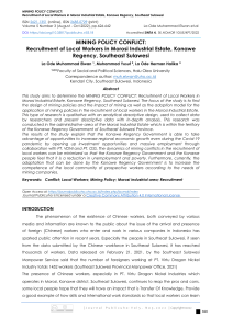 06 MINING POLICY CONFLICT- Recruitment of Local Workers in Morosi Industrial Estate, Konawe Regency, Southeast Sulawesi