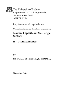 Moment Capacities of Steel Angles