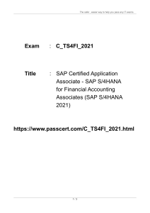 SAP S4HANA C TS4FI 2021 Exam Dumps