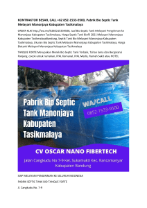 KONTRAKTOR BESAR, CALL +62 852-1533-9500, Pabrik Bio Septic Tank Melayani Manonjaya Kabupaten Tasikmalaya