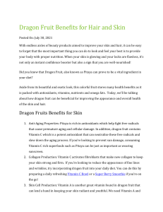 Dragon Fruit Benefits for Hair and Skin