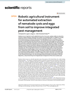 Robotic agricultural instrument for automated extraction of nematode cysts and eggs from soil to improve integrated pest management
