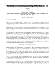 primary source message of pres roxas on parity amendment