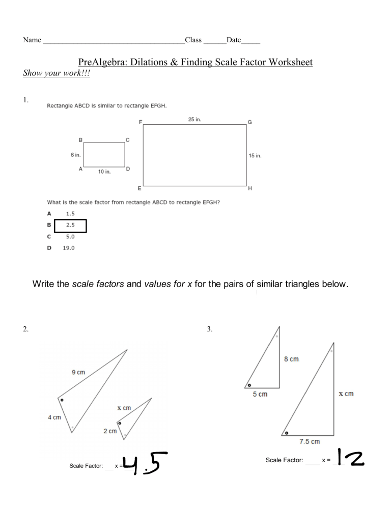 Scale Factor Worksheet 1