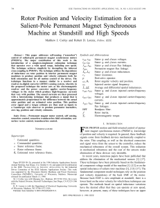 1998 Rotor Position and Velocity Estimation for a Salient-Pole Permanent Magnet Synchronous Machine at Standstill and High Speeds