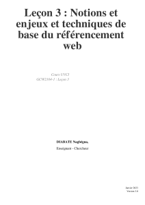 Lecon 3 - Notions et enjeux et techniques du referencement web pdf