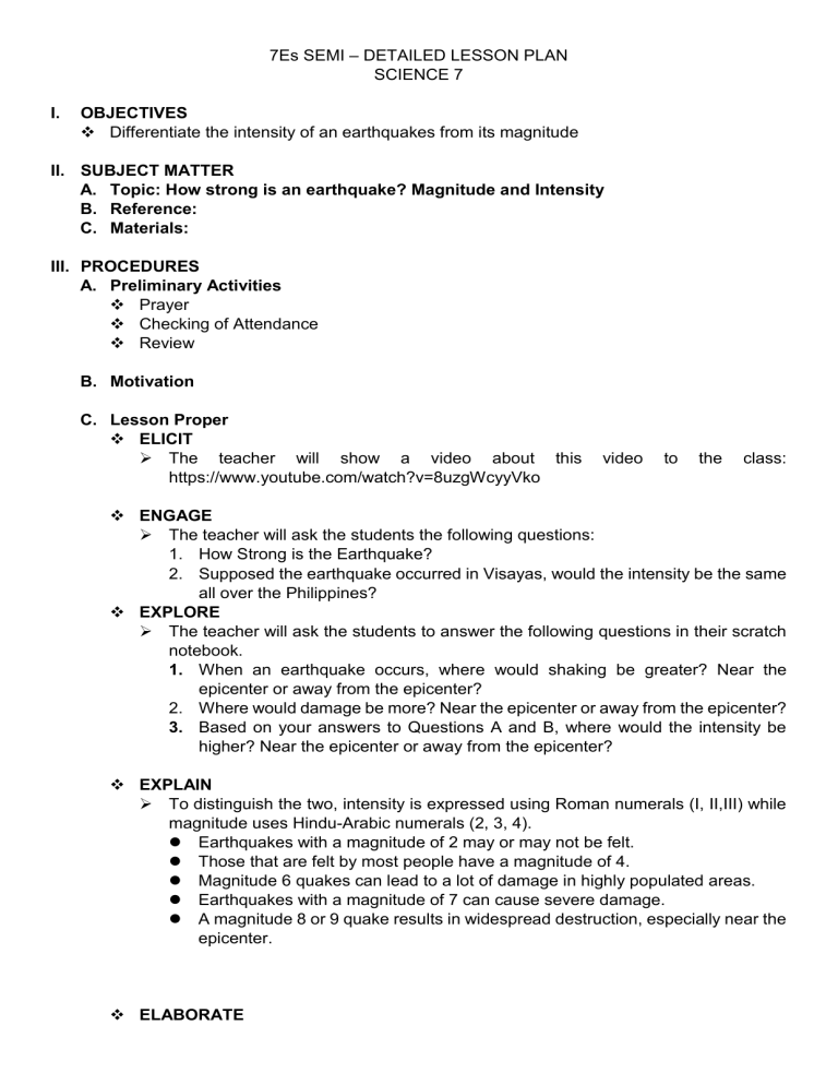 7Es LESSON PLAN