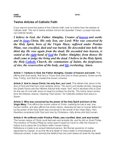 Twelve Articles of Catholic Faith