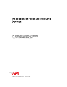 API 576: Inspection of Pressure-Relieving Devices