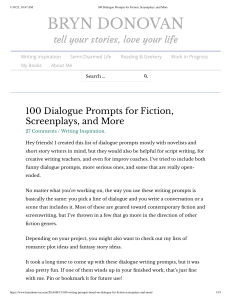 100 Dialogue Prompts for Fiction, Screenplays, and More