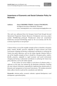 Importance Of Economic And Social Cohesion Policy For Romania
