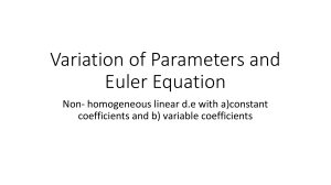 Variation of Parameters and Euler Equation