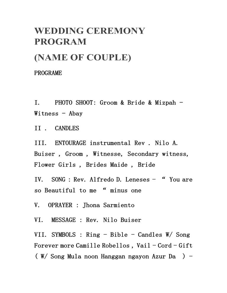 wedding program script for emcee