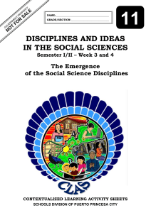 Specialized DISS11 SEMI II CLAS3-4 Q1TheEmergenceofSocialScienceDisciplines - RHEA ANN NAVILLA