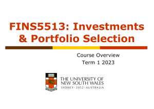 FINS5513 Course Overview T1 2023