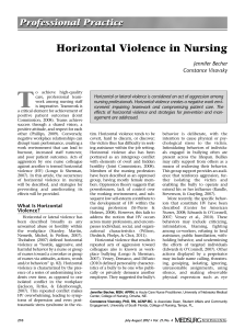 Horizontal Violence in Nursing