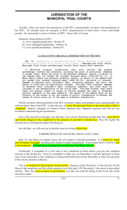 JURISDICTION OF THE MUNICIPAL TRIAL COUR