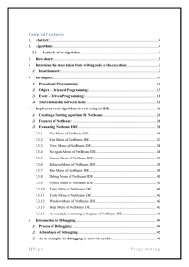 Programming Document Table of Contents