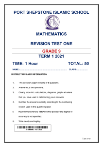 Gr 9 Term 1 2021 Revision Test