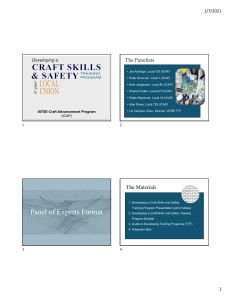 1 PPT Handout Developing a Craft Skills and Safety Training