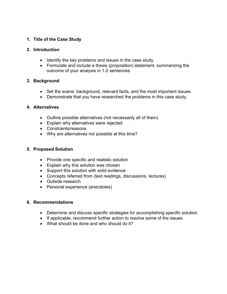 Case Study Outline Template