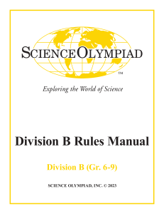 Science Olympiad Div B 2023 Rules Manual Web