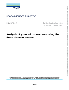 DNV-RP-0419-2021 Analysis of Grouted Connection using the Finite ELement Method