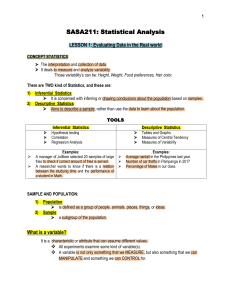 SASA Statistical Analysis Lesson