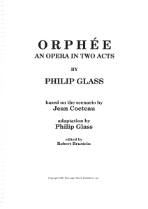 ORPHÉE P. Glass libreto