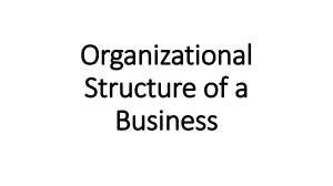 Organizational Structure of a Business