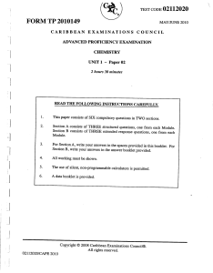 CAPE Chemistry 2010 U1 P2