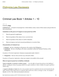 Criminal Law Book 1 Articles 1  10 Philippine Law Reviewers
