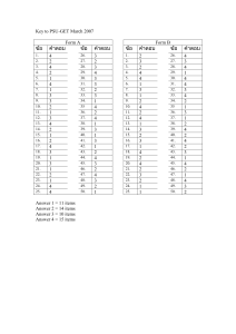 PSU-GET March 2007 Answer Key