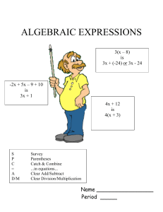 Algebraic Expressions packet (study guide)