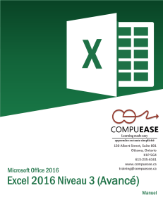 Excel 2016 Niveau 3 (Avance) Manuel