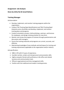 Job Analysis - Training Manager