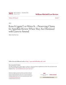 Raise It (again ) or Waive It Preserving Claims for Appellate Rev