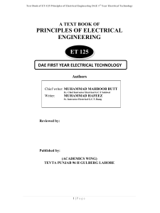 Textbook of Principles of Electrical Engineering (DAE)