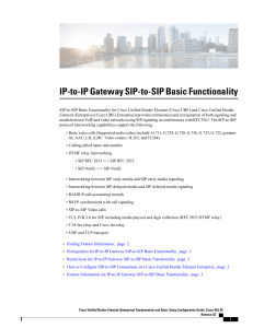 IP-to-IP Gateway SIP-to-SIP Basic funcitonality