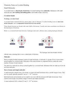 Covalent Bonding: Chemistry Notes on Small Molecules