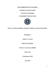 Trabajo escrito Violencia Utilitaria, cuando es el arma de la justicia 27 Febrero