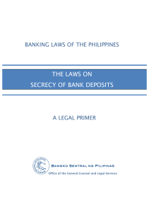 THE LAWS ON SECRECY OF BANK DEPOSITS