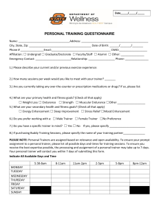 Sample Personal Training Questionnaire Example