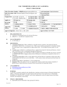 Potential Quality Issue Investigation and Resolution (previously Peer