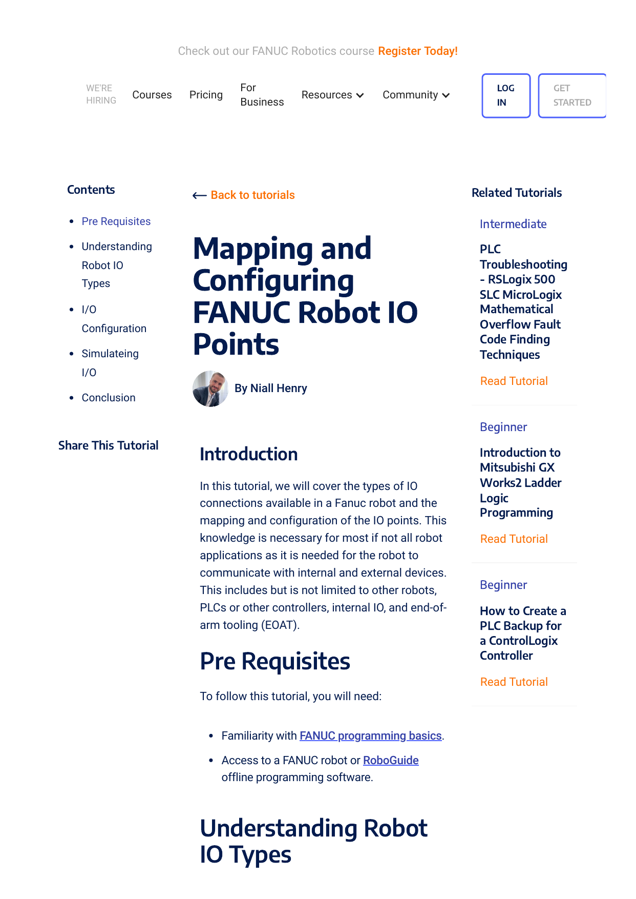 Mapping and Configuring Robot IO Points